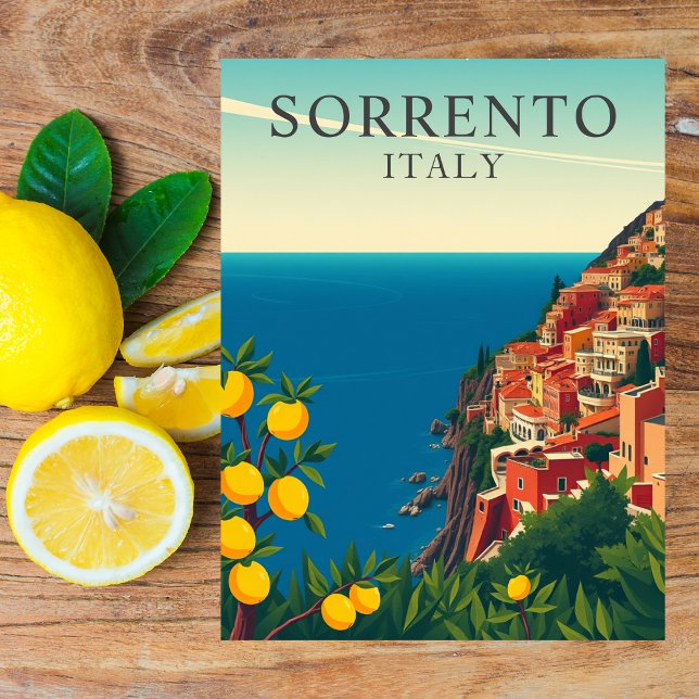 Sorrento, Italien Lemons Travel Retro Vykort (Sorrento, Italy Lemons Travel Retro Postcard
)