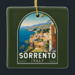 Sorrento Italien Travel Art-Vintage Julgransprydnad Keramik<br><div class="desc">Sorrento retro-vektorns resedesign. Perched atop-klippor som skiljer staden från dess upptagna marinor,  den är känd för svepande vatten-vyer och Piazza Tasso,  en cafe-klädd kvadrat.</div>