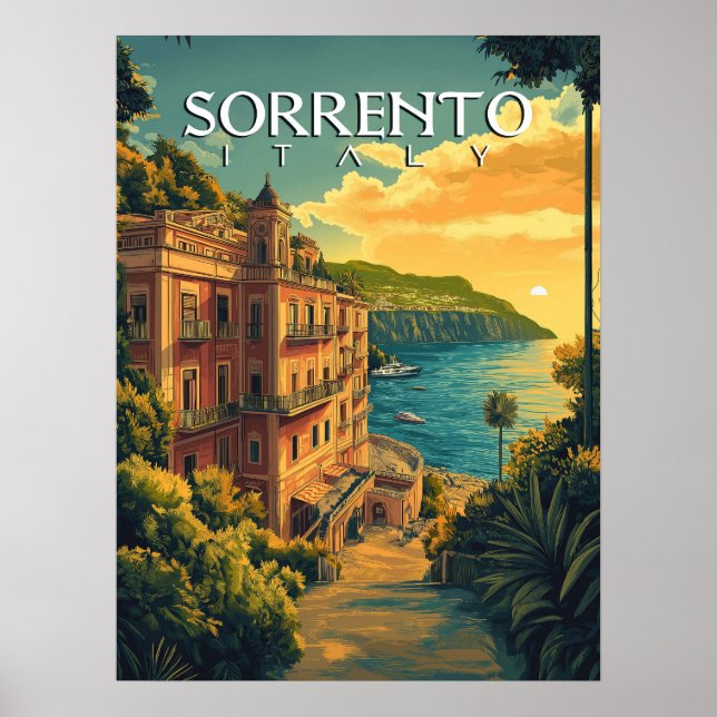 Sorrento Italien - Vibrant Cityscape Poster (Framsidan)