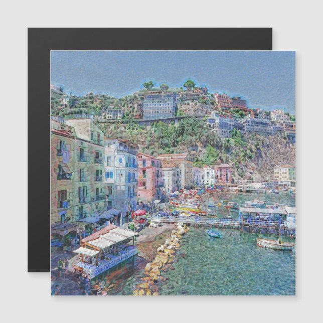 SORRENTO, Marina Grande, Fridge Magnet (Fram/baksida)