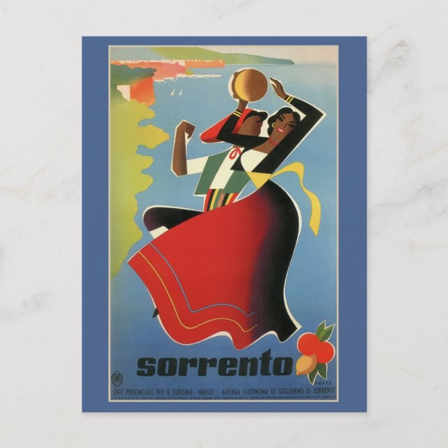 Sorrento vintage Italian travel advertising Vykort (Framsida)