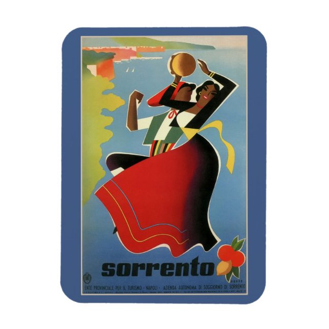 Sorrento vintage Italiensk resereklam Magnet (Vertikal)