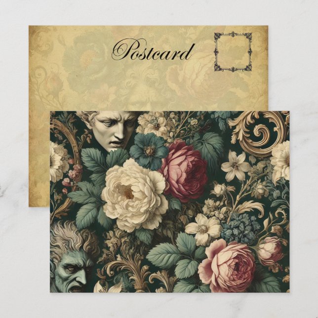 Sorrow in any Language - Gothic Victorian Blommigt Helg Vykort (Fram/baksida)