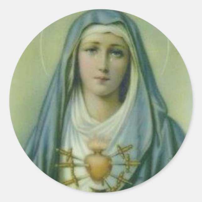 Sorrowful & Immaculate Heart of Virgin Mary Runt Klistermärke (Framsida)