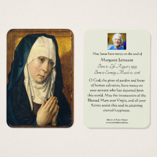 Sorrowful Virgin Mary Catholique Funeral Prayer Visitkort