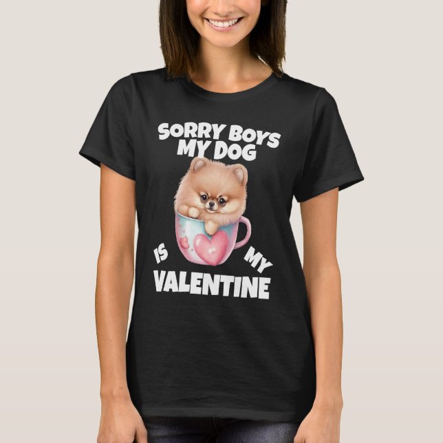 Sorry Boys My Dog Is My Valentine  Dog T Shirt (Framsida)