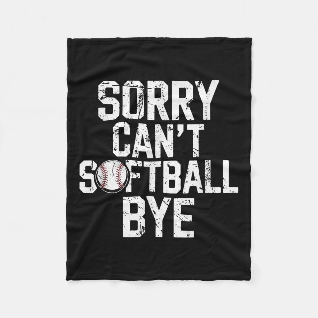 Sorry Can't Softball Bye Softball Player Girls  Fleecefilt (Framsidan)