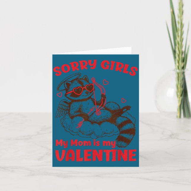 Sorry Girls Mom Is My Valentine Boys Funny Valenti Kort (Framsida)