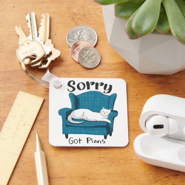 Sorry Got Plans Funny Cat Lover Gift  Nyckelring (Skrivbord)