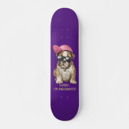 SORRY I'M INDOGNITO (English Bulldog) söt valp hun Mini Skateboard Bräda 18,5 Cm