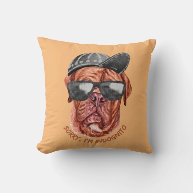 SORRY I'M INDOGNITO (Fransk Mastiff) rolig hund Kudde (Framsida)