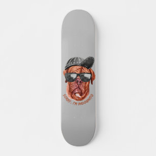 SORRY I'M INDOGNITO (Fransk Mastiff) rolig hund Mini Skateboard Bräda 18,5 Cm