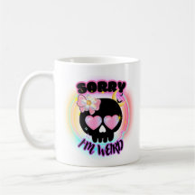 Sorry I'm Weird Cute Goth Skull Sticker Style Mug 