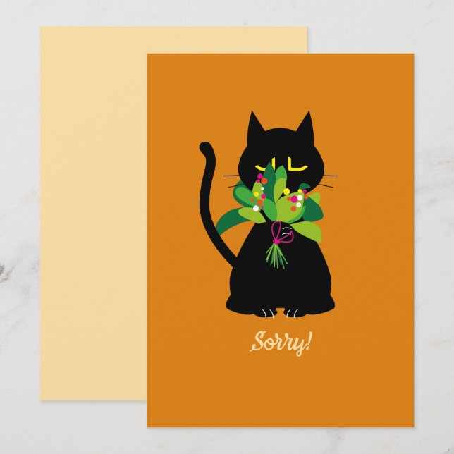 SORRY! Lustigt svart gratulationskort 🐈 ‍ ⬛ Julkort (Fram/baksida)