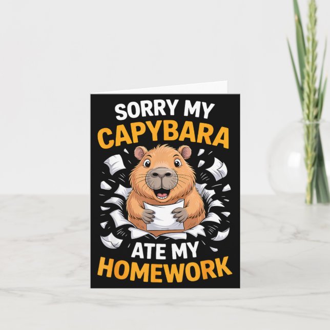 Sorry My Capybara Ate My Homework Funny Rodent  Kort (Framsida)