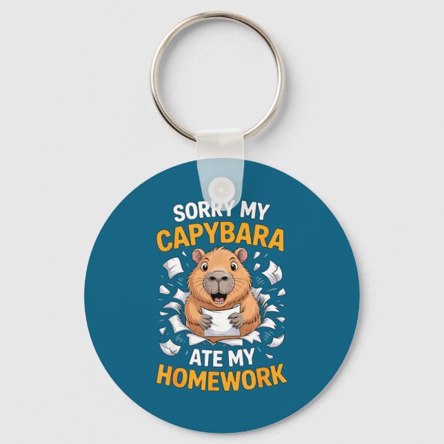 Sorry My Capybara Ate My Homework Funny Rodent  Nyckelring (Framsida)