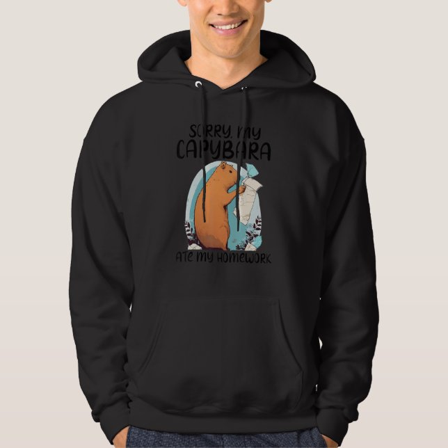 Sorry My Capybara Ate My Homework Shirt Funny Capy Hoodie (Framsida)