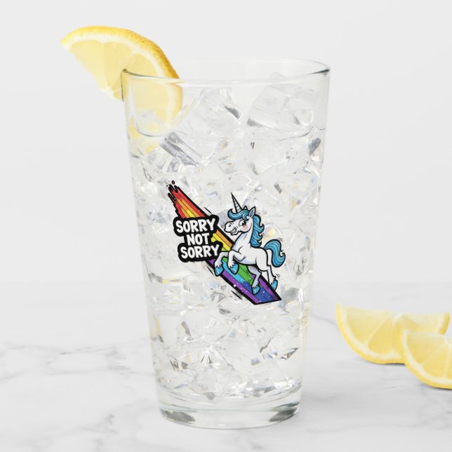 Sorry not Sorry Unicorn Glass Cup Glaskopp (Framsida Ice)