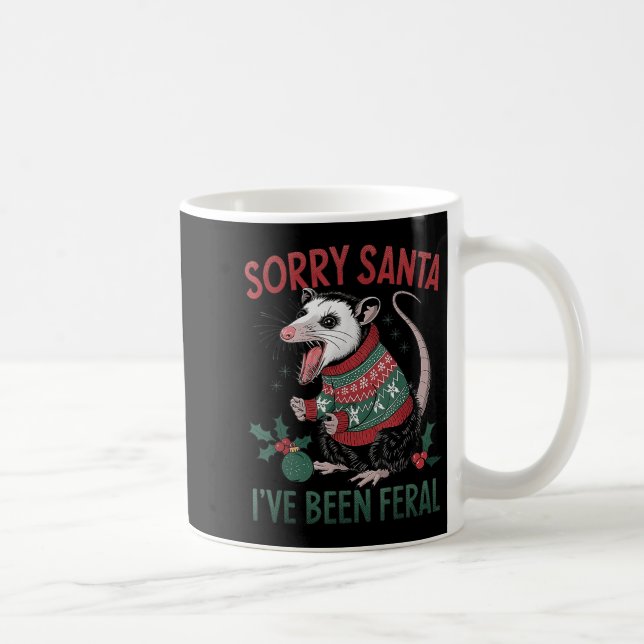 Sorry Santa I've Been Feral Funny Feral Ossum Chri Kaffemugg (Höger)