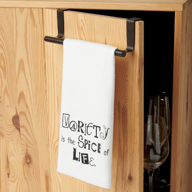 Sort är "Spice of Life Kitchen Hand Towel" Kökshandduk (Thirds Fold)