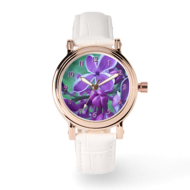 Sort av lilac i färg armbandsur (Framsida)