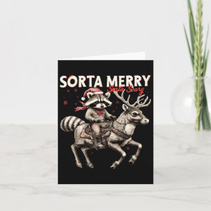 Sorta Merry Sorta Scary jul Funny Raccoon Ri Kort