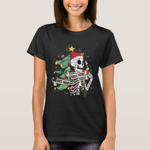 Sorta Merry Sorta Scary Skeleton Snö jul Xm T Shirt