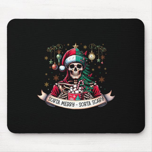 Sorta Merry Sorta Scary Skeleton Varm Choklad Jul Musmatta (Framsidan)