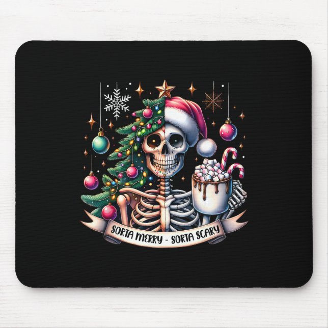 Sorta Merry Sorta Scary Skeleton Varm Choklad Jul Musmatta (Framsidan)