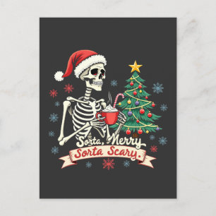 Sorta Merry Sorta Scary Spooky Skeleton Julafton Vykort