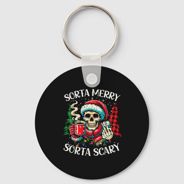 Sorta Merry Sorta Y Retro Skeleton Hot Cocoa Chris Nyckelring (Framsida)