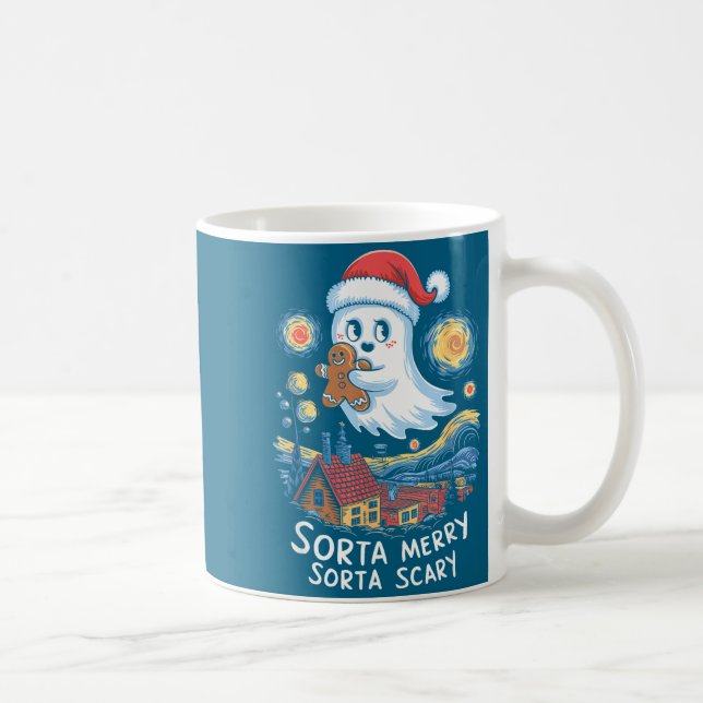 Sorta Merry Sorta Y Santa Ghost Christmas Gingerbr Kaffemugg (Höger)
