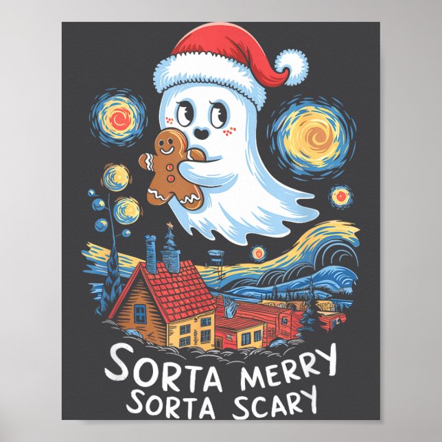 Sorta Merry Sorta Y Santa Ghost Christmas Gingerbr Poster (Framsidan)