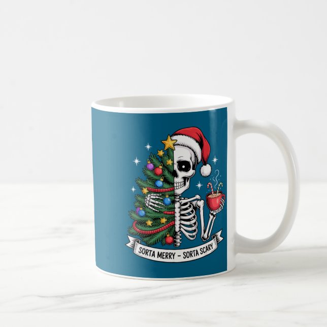 Sorta Merry Sorta Y Santa Skeleton Cocoa Christmas Kaffemugg (Höger)