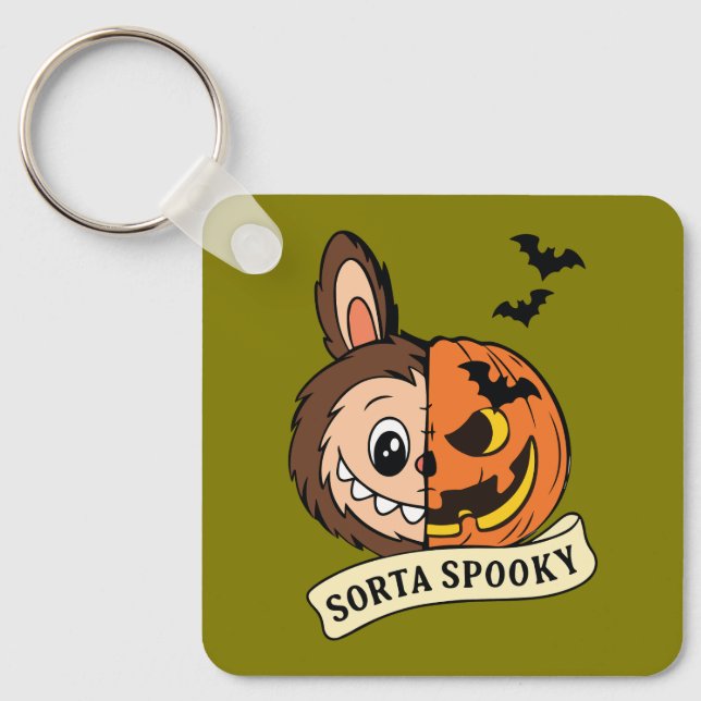 Sorta Spooky Halloween Cute Labubu Nyckelring (Framsida)