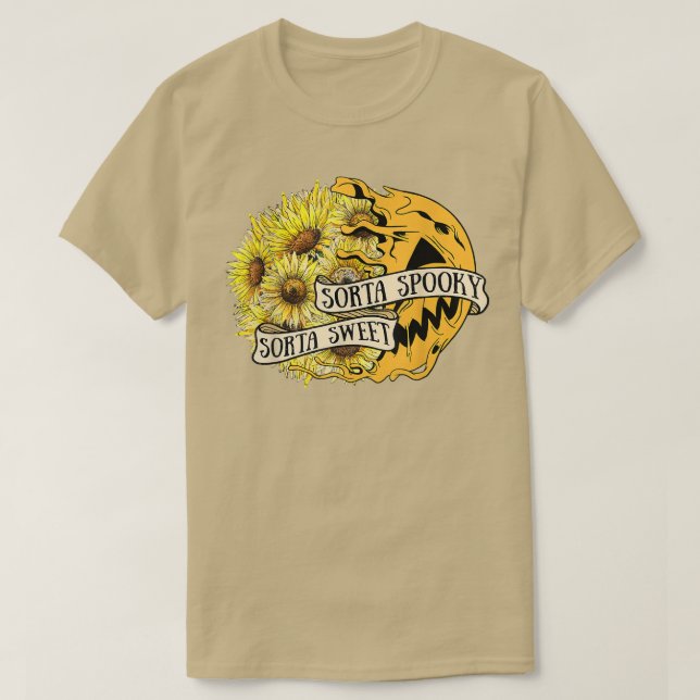 Sorta Sweet Sorta Spooky Flowers Jack O'Lantern H T Shirt (Design framsida)