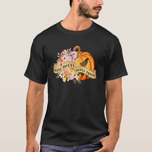 Sorta Sweet Sorta Spooky Flowers Jack O'Lantern H T Shirt (Framsida)