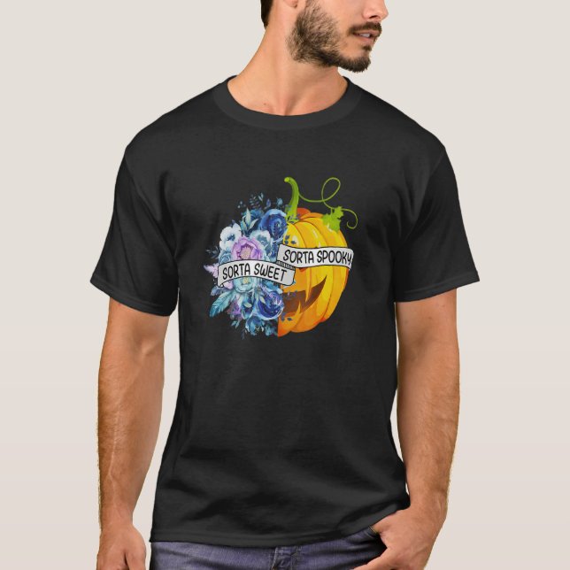 Sorta Sweet Sorta Spooky Flowers Jack O'Lantern H T Shirt (Framsida)