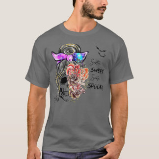 Sorta Sweet Sorta Spooky Flowers Messy Bun Funny M T Shirt
