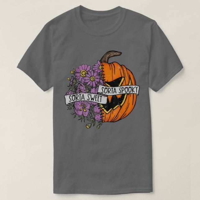 Sorta Sweet Sorta Spooky Funny Hallowen Pumpkin T Shirt (Design framsida)