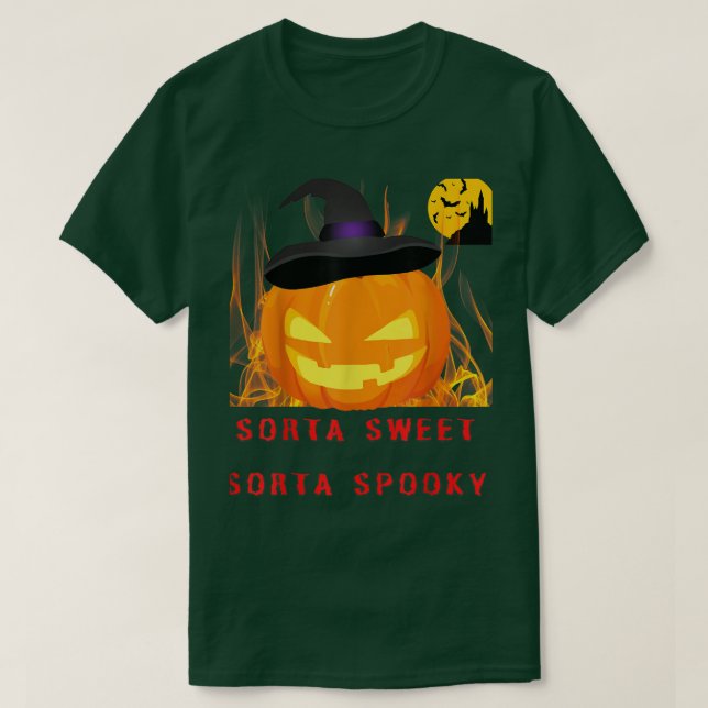sorta sweet sorta spooky gift Halloween  T Shirt (Design framsida)