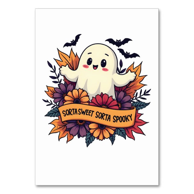 Sorta Sweet Sorta Spooky Halloween Ghost Fall Kärl Bordsnummer (Framsidan)