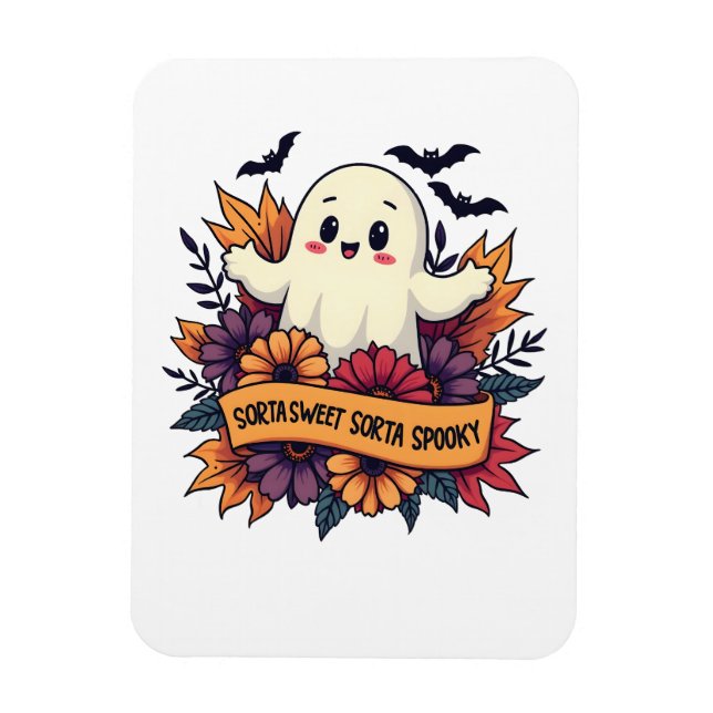 Sorta Sweet Sorta Spooky Halloween Ghost Fall Kärl Magnet (Vertikal)