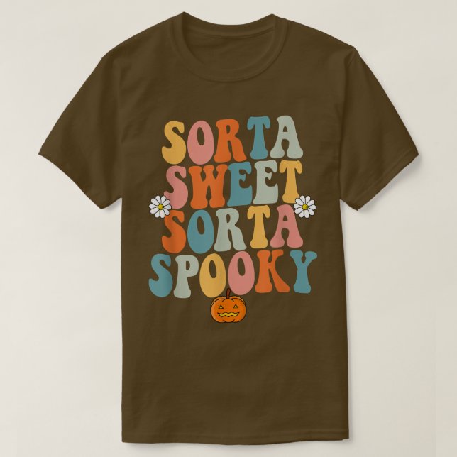 Sorta Sweet Sorta Spooky Pumpkin Halloween  T Shirt (Design framsida)