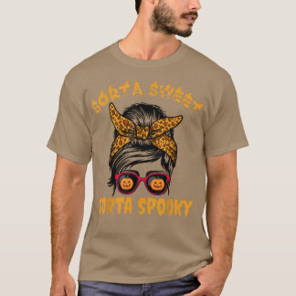 Sorta Sweet Sorta Spooky Pumpkin Messy Bun Hallowe T Shirt