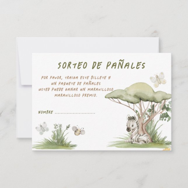 Sorteo de pañales Baby Shower Card Tack Kort (Framsida)