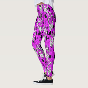 Sortering av blått och vitt sockerskalle leggings