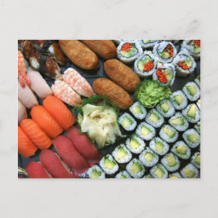 Sortering av japanska sushi-favoriter vykort