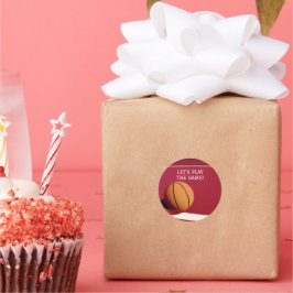 Sortikum i basketboll för rödOrange Runt Klistermärke