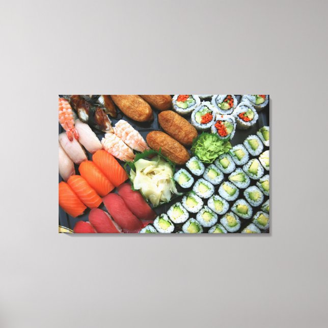 Sortiment av japanska sushi-favoriter canvastryck (Framsida)